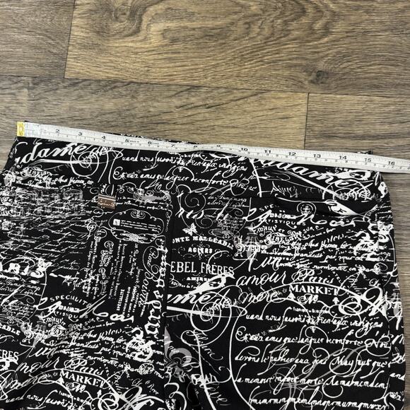 Lulu B Cropped Capri Pull On Pants Black White Women's Size 12 Pockets - Picture 6 of 12